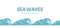 Sea waves seamless pattern, border. Royalty Free Stock Photo