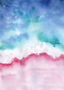 Watercolor beach top view abstract seascape illustration Royalty Free Stock Photo