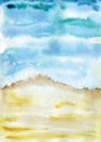 Watercolor beach top view abstract seascape illustration Royalty Free Stock Photo