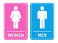 Men and Women Restroom Sign. male and female silhouetted figures on a blue and pink.Toilet Sign. Vector illustration Royalty Free Stock Photo