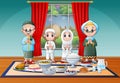Muslim family celebrating Eid in Iftar party Royalty Free Stock Photo