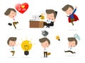 Set of diverse business people isolated on white background. Cute and simple flat cartoon style. Vector Illustration. Royalty Free Stock Photo