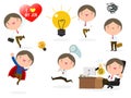 Set of diverse business people isolated on white background. Cute and simple flat cartoon style. Vector Illustration.