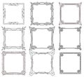 Hand drawn doodle frames set. Vector objects in cartoon style. Royalty Free Stock Photo