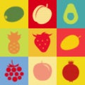 Halftone colorful fruits and berries Royalty Free Stock Photo