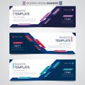 Abstract horizontal business banner geometric shapes design web set template background or header Templates place for text. Royalty Free Stock Photo