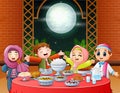 Happy muslim kids celebrating the Iftar party