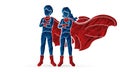 Super Hero Man and Woman standing together with costume cartoon graphic Royalty Free Stock Photo