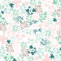Cute floral pattern in shabby chic style. Vector flower background in fresh pastel Royalty Free Stock Photo