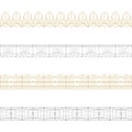 Set of golden and silver lace borders , ornamental paper lines,