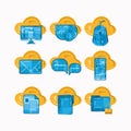 Set of computer element icons with texture design Royalty Free Stock Photo