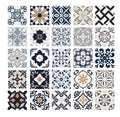 Tiles Portuguese patterns antique seamless design in Vector illustration vintage Royalty Free Stock Photo