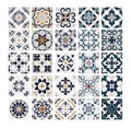 Tiles Portuguese patterns antique seamless design in Vector illustration vintage Royalty Free Stock Photo
