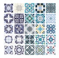 Tiles Portuguese patterns antique seamless design in Vector illustration vintage Royalty Free Stock Photo