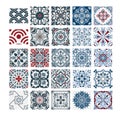 Tiles Portuguese patterns antique seamless design in Vector illustration vintage Royalty Free Stock Photo