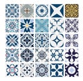 Tiles Portuguese patterns antique seamless design in Vector illustration vintage Royalty Free Stock Photo