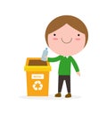 Children rubbish for recycling, Illustration of Kids Segregating Trash, recycling trash, Save the World , male recycling Royalty Free Stock Photo