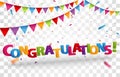 Congratulations sign letters with colorful confetti