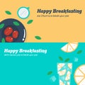 Happy breakfasting banner on ramadhan illustration template