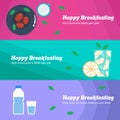 Happy breakfasting banner on ramadhan illustration template