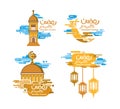 Set of ramadan kareem templates with retro style