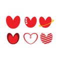 Red cute love heart logo or illustration