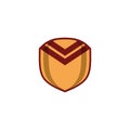 Gold maroon heraldic shield logo concept type 2