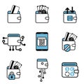 Digital Wallet payment exchange icon set