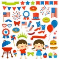 4th of July clip art set Royalty Free Stock Photo