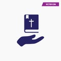 Blue religious boble book in hand icon Royalty Free Stock Photo