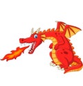 Cartoon red dragon spitting fire Royalty Free Stock Photo