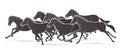 Group of seven Horses running cartoon graphic Royalty Free Stock Photo