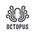 Black Octopus Logo Design Inspiration Isolated on White Background