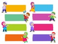 The collection of the blank board with the different color with the Islamic children