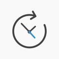 Black time clock icon with black and blue arrow Royalty Free Stock Photo