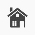 Black flat home, cottage, chalet icon.