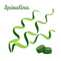 Spirulina isolated on white background. Seaweed tablets. Royalty Free Stock Photo