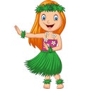 Hawaiian girl dancing hula on white background Royalty Free Stock Photo