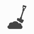 Black shovel icon isolated sign symbol, flat. Royalty Free Stock Photo