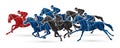 Group of Jockeys riding horse, sport competition cartoon sport graphic Royalty Free Stock Photo