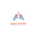 Space traveller logo template. Rocket logo concept. Space vehicle logo template