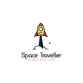 Space traveller logo template. Rocket logo concept. Space vehicle logo template