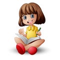 Little girl sitting with holding a book Royalty Free Stock Photo