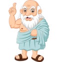 Cartoon ancient Greek philosopher on white background