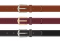 Set of leather belts with buttoned buckles