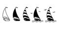 Boat vector ship icon logo pirate sailboat yacht cartoon anchor helm bird symbol nautical maritime illustration graphic doodle