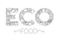 Eco food concept. Set of different fruit and vegetables icons on white background. Royalty Free Stock Photo