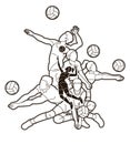 Group of volleyball players action cartoon graphic