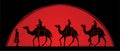 Cameleer with camels cartoon graphic