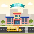 School building banner or poster design. Royalty Free Stock Photo